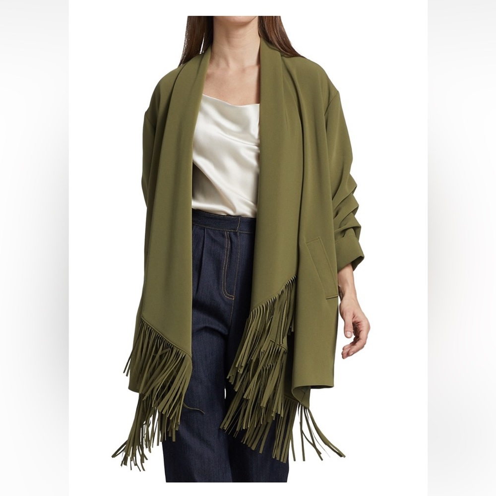 Cinq à Sept Green Blazer with Fringe Detail